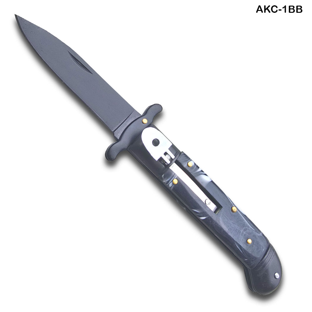 Lever Lock Swinguard Guard Automatic Knife with Black Pearl Handle