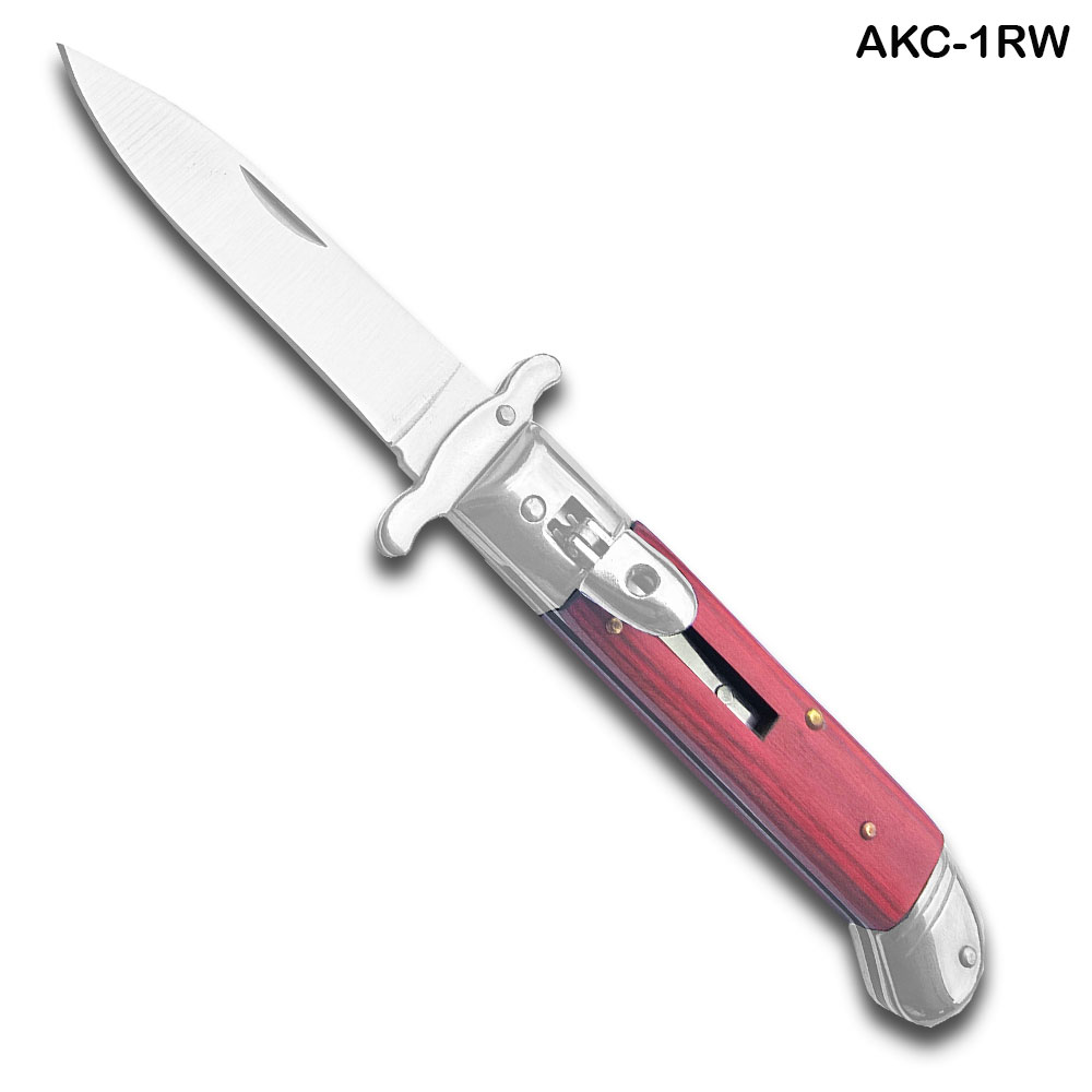 Lever Lock Swinguard Guard Automatic Knife with Wood Handle