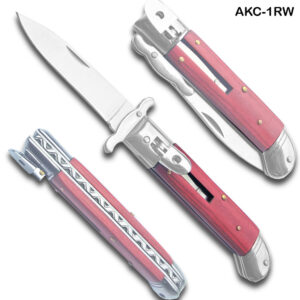 Lever Lock Swinguard Guard Automatic Knife with Wood Handle