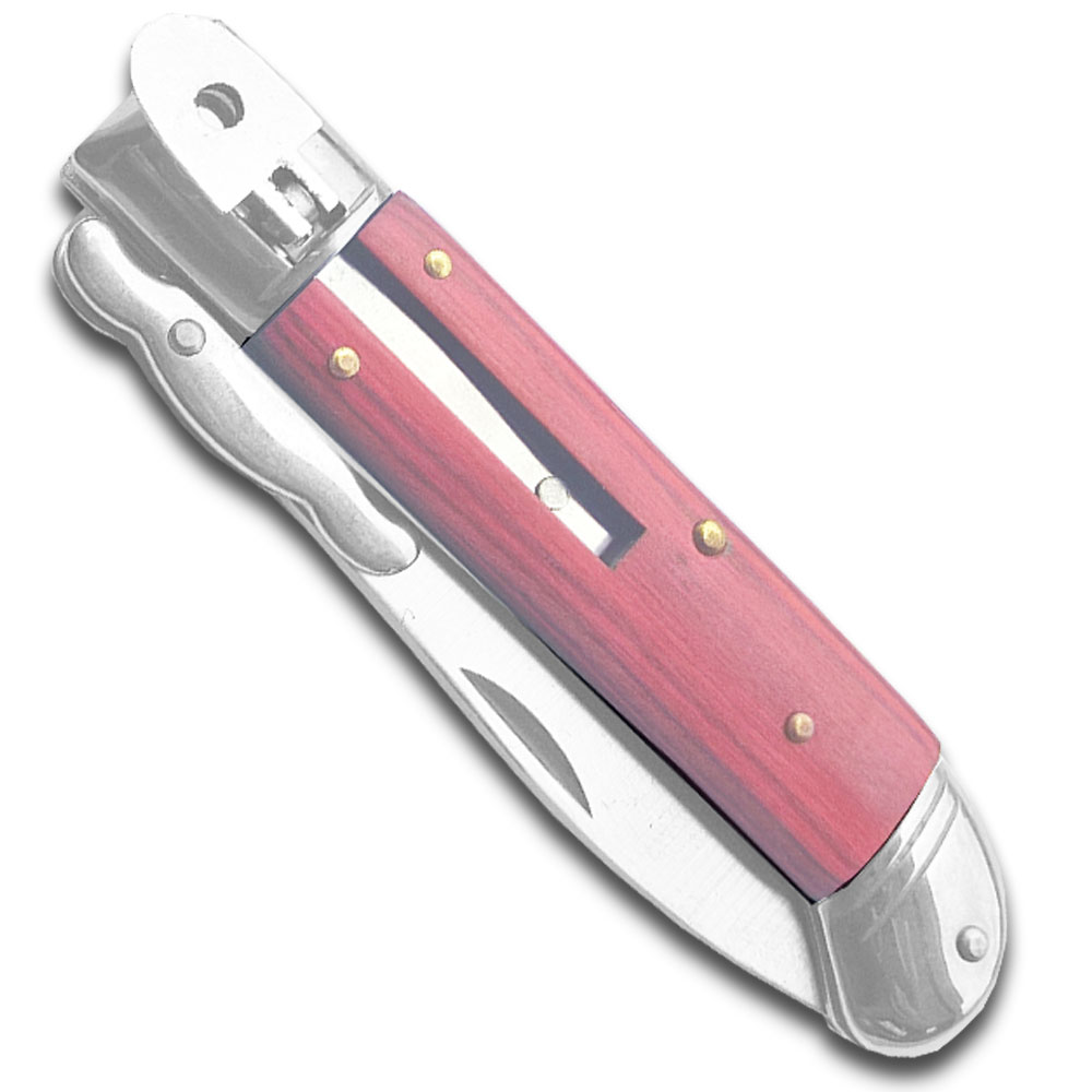 Lever Lock Swinguard Guard Automatic Knife with Wood Handle