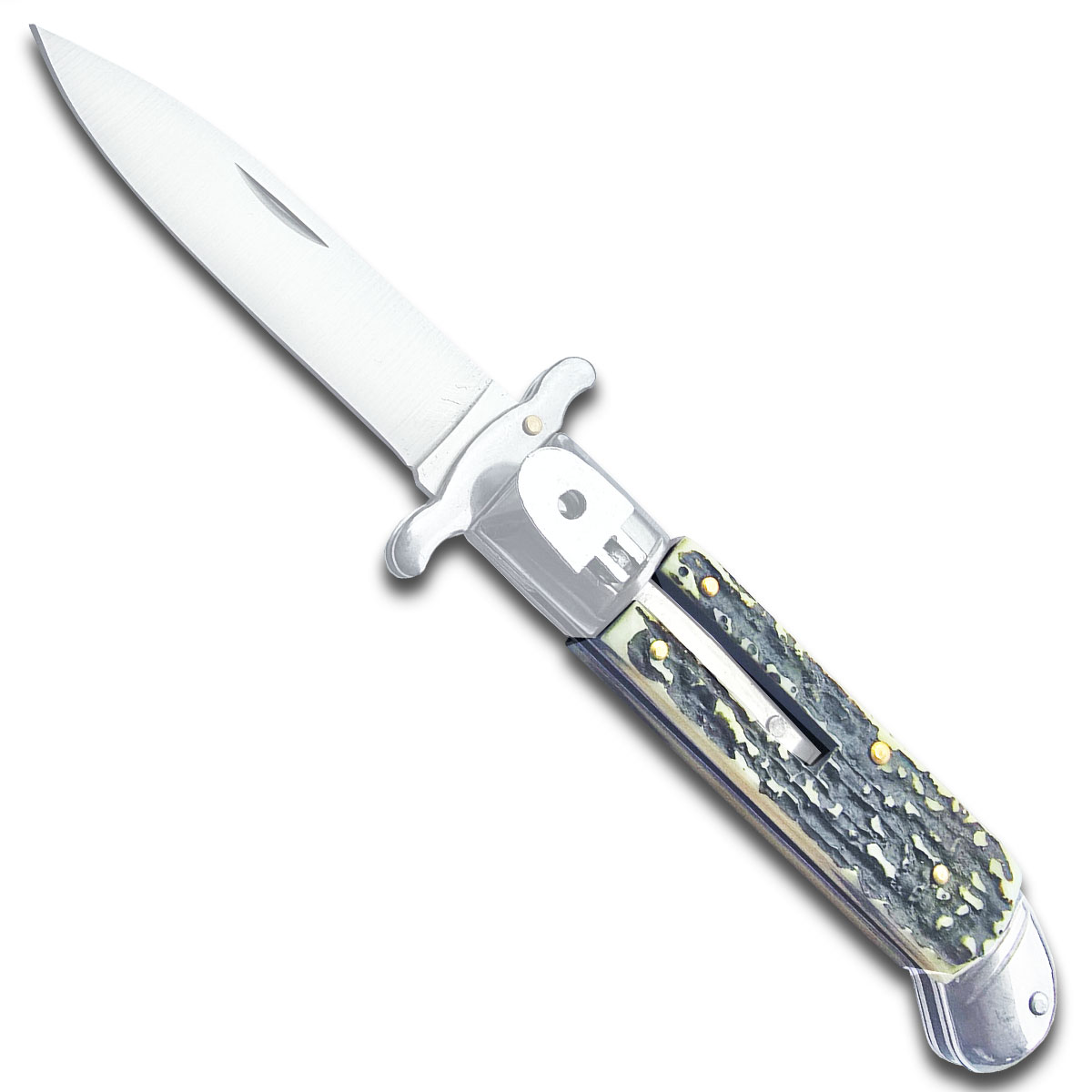 Lever Lock Swinguard Guard Automatic Knife with Faus stag Horn Handle