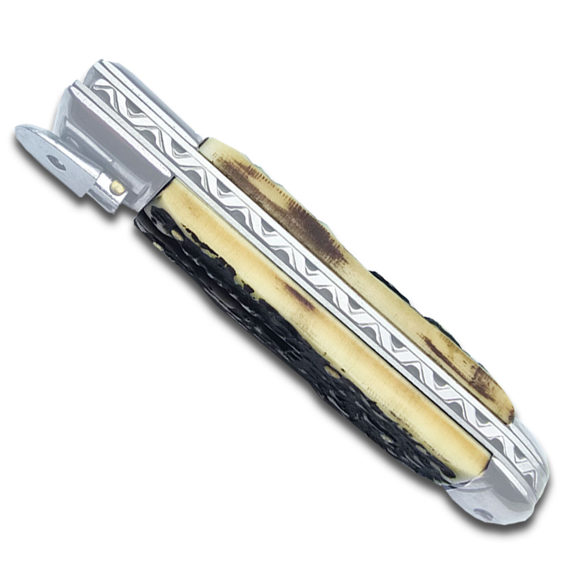 Lever Lock Swinguard Guard Automatic Knife with Faus stag Horn Handle