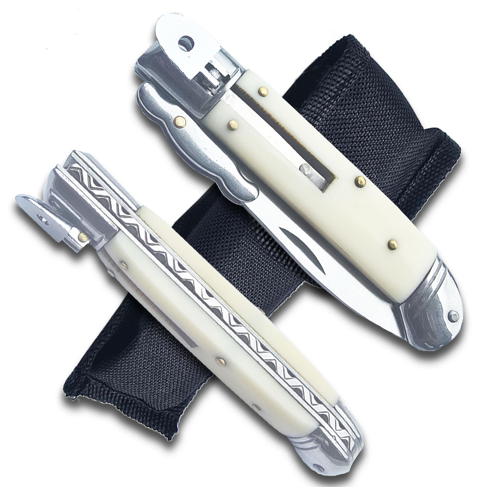 Lever Lock Swinguard Guard Automatic Knife with Ivory Handle