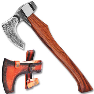 Hand Forged Viking Axe With Etched Carbon Steel Head