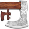 WHITE DEER  Custom Hand Forged  Viking Sorcerer Fantasy Axe With  Etched Carbon Steel Head