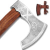 WHITE DEER  Custom Hand Forged  Viking Sorcerer Fantasy Axe With  Etched Carbon Steel Head