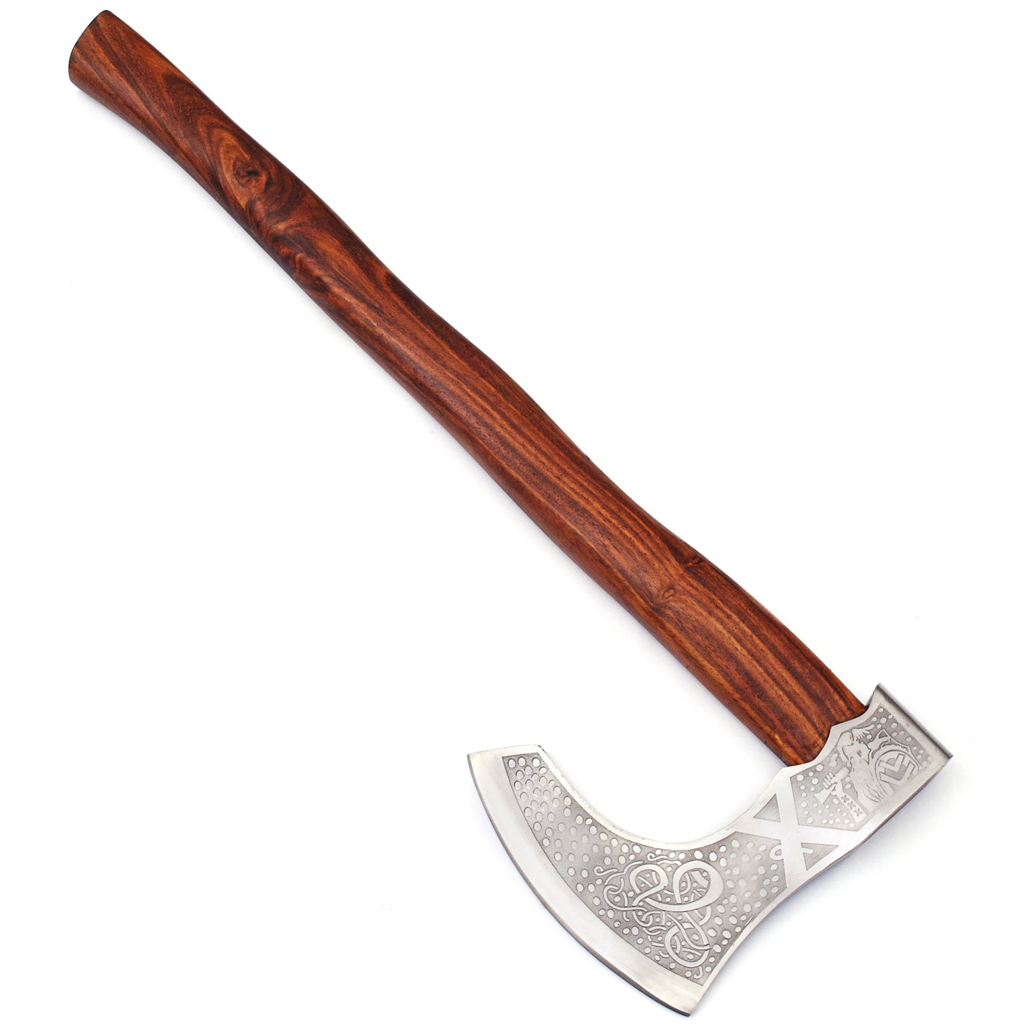 WHITE DEER  Custom Hand Forged  Viking Sorcerer Fantasy Axe With  Etched Carbon Steel Head