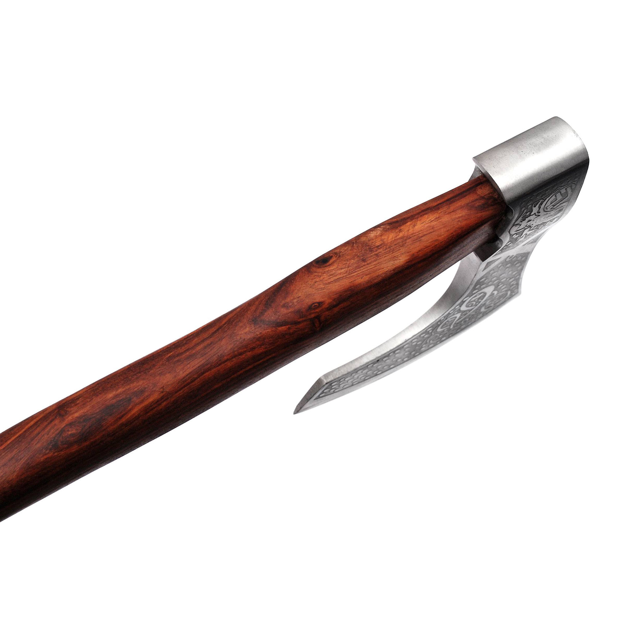 WHITE DEER  Custom Hand Forged  Viking Sorcerer Fantasy Axe With  Etched Carbon Steel Head