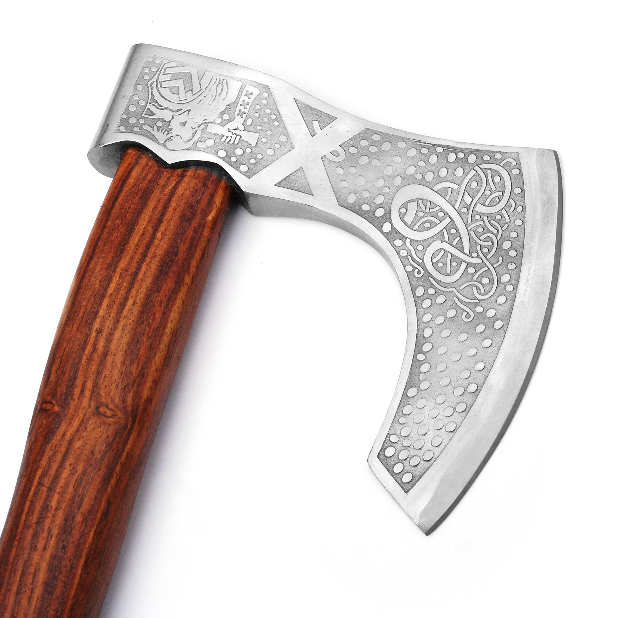 WHITE DEER  Custom Hand Forged  Viking Sorcerer Fantasy Axe With  Etched Carbon Steel Head