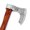 WHITE DEER Hand Forged Viking Axe With Custom Wolf Etched Carbon Steel Head