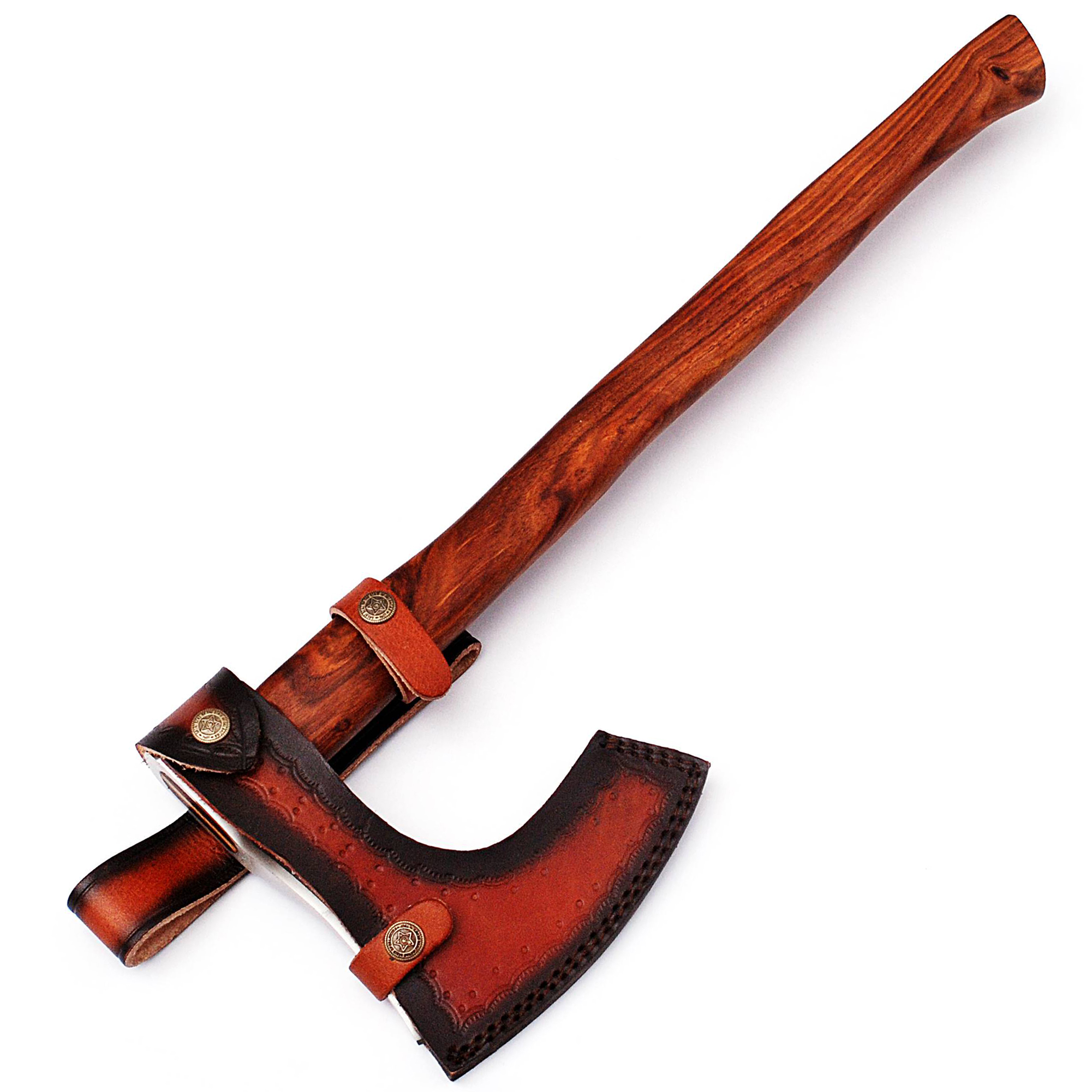 WHITE DEER Hand Forged Viking Axe With Custom Wolf Etched Carbon Steel Head