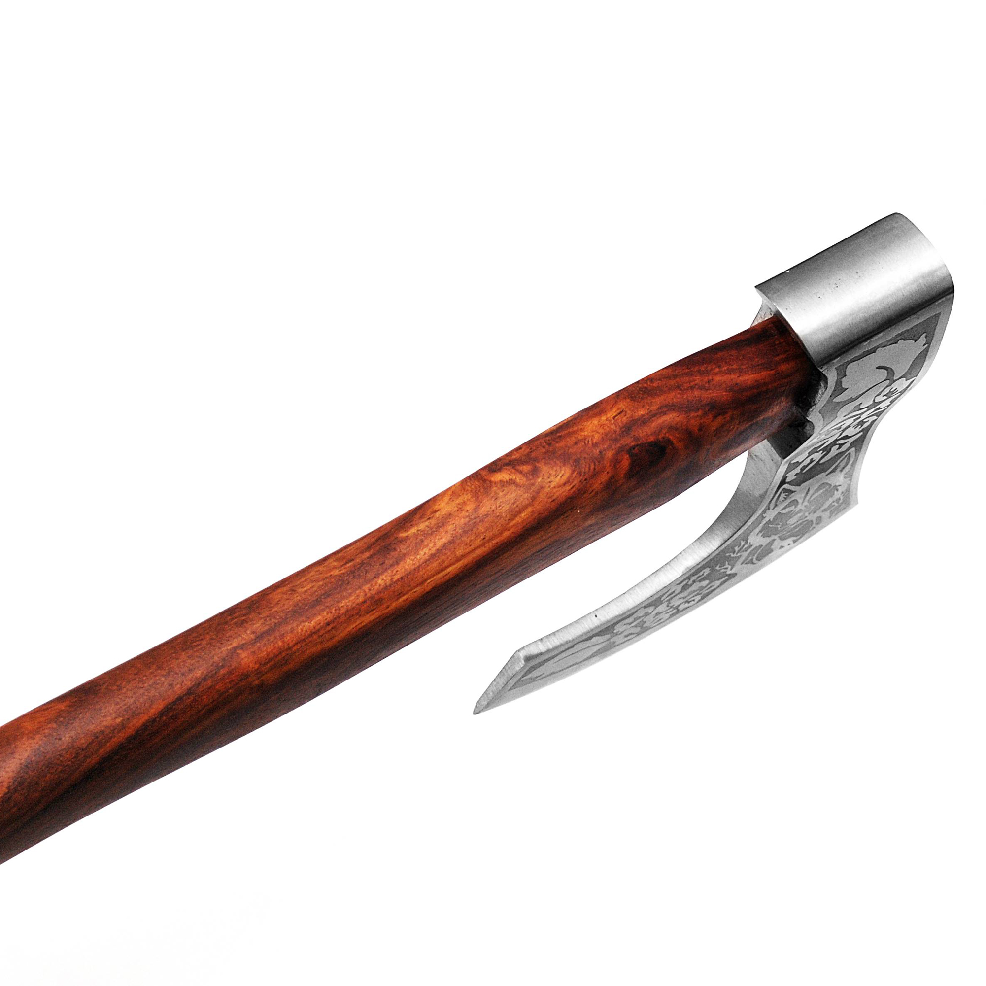 WHITE DEER Hand Forged Viking Axe With Custom Wolf Etched Carbon Steel Head