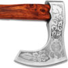 WHITE DEER Hand Forged Viking Axe With Custom Wolf Etched Carbon Steel Head