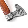 Viking Axe With Custom Skull Etched  Brown Rope Wrapped Handle