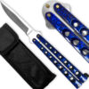 Scoundrel Alloy Balisong Butterfly Knife Blue & Black Matrix Handle