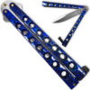 Scoundrel Alloy Balisong Butterfly Knife Blue & Black Matrix Handle