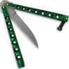 Scoundrel Alloy Balisong Butterfly Knife Green & Black Marble Matrix