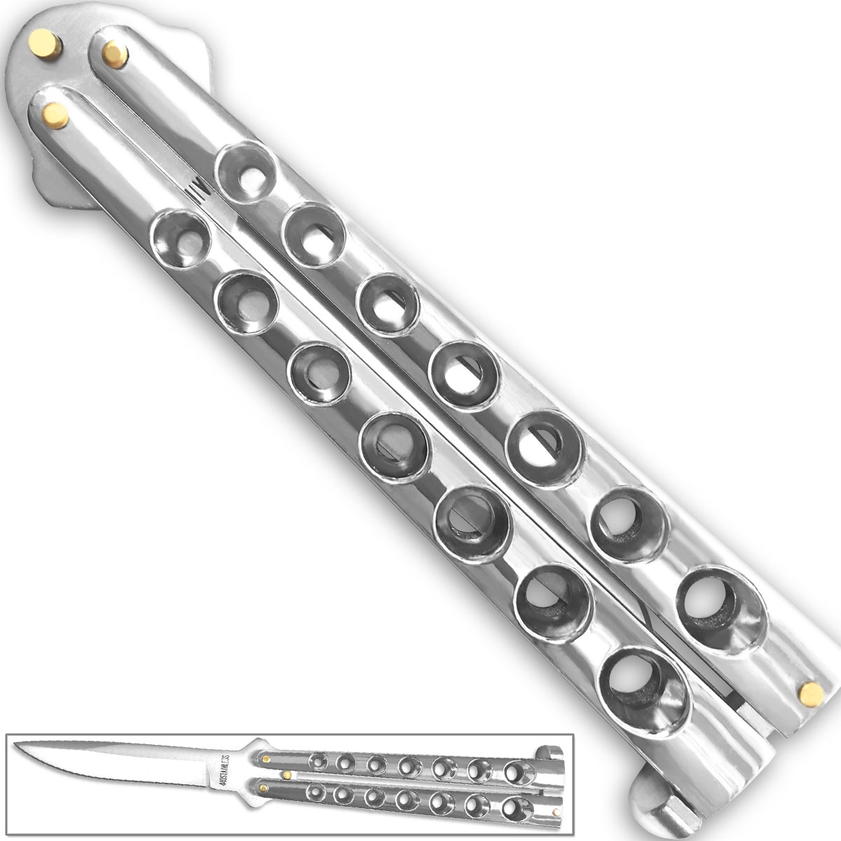 Scoundrel Silver Butterfly Knife - Plain