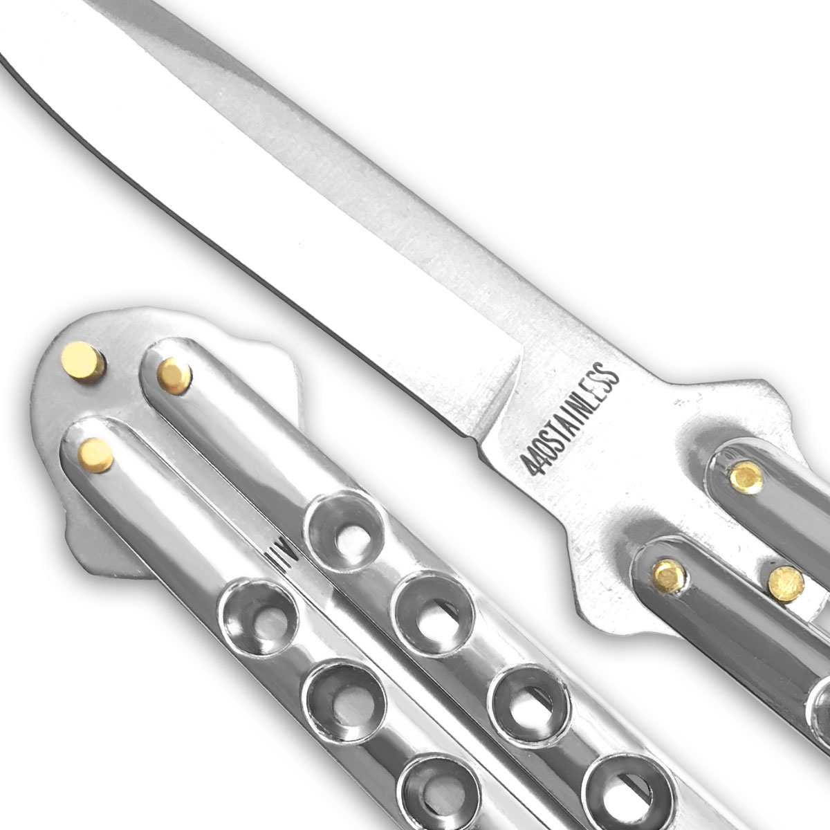 Scoundrel Silver Butterfly Knife - Plain
