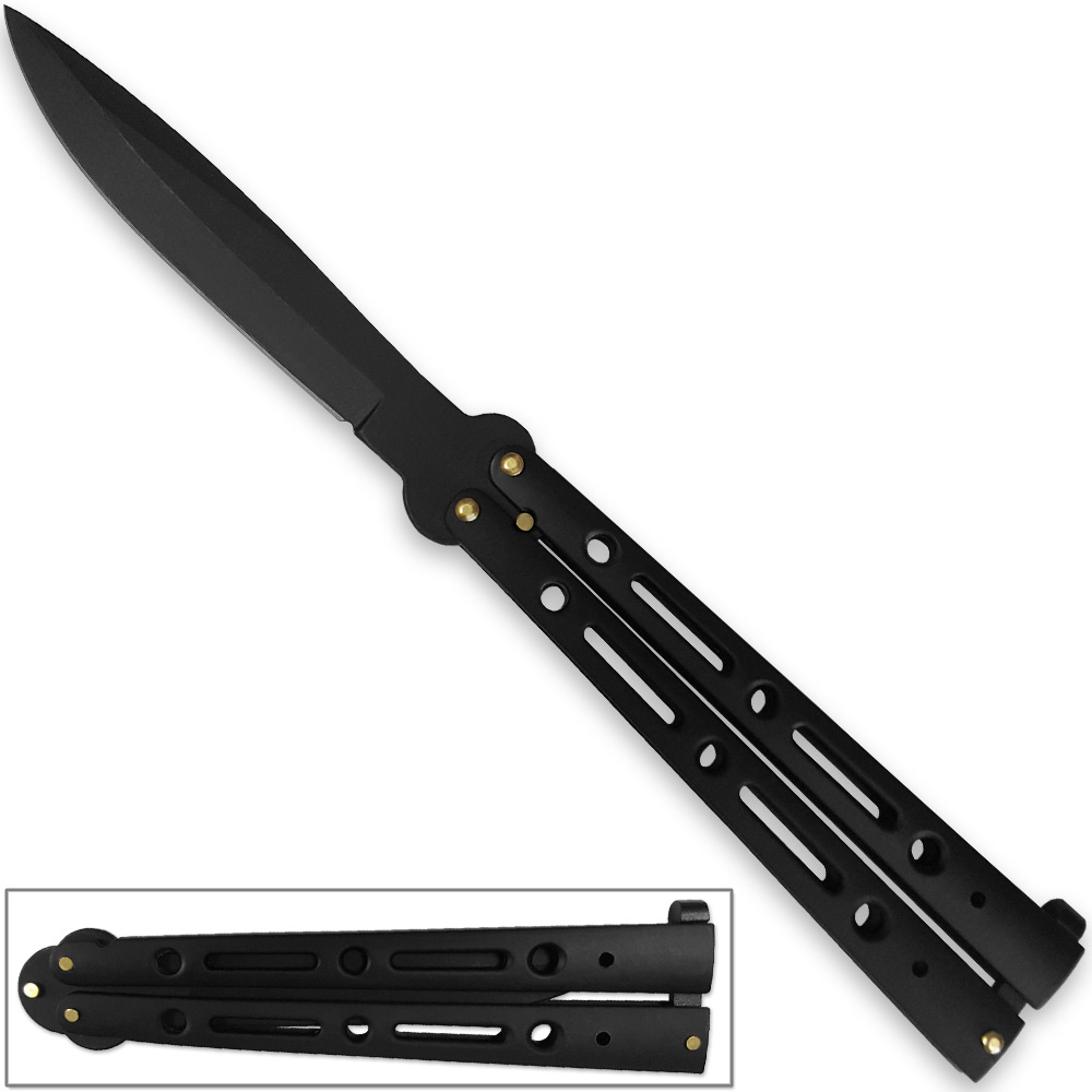 Stealth Executive Butterfly Balisong Knife Ninja Black 10.25in Flipper