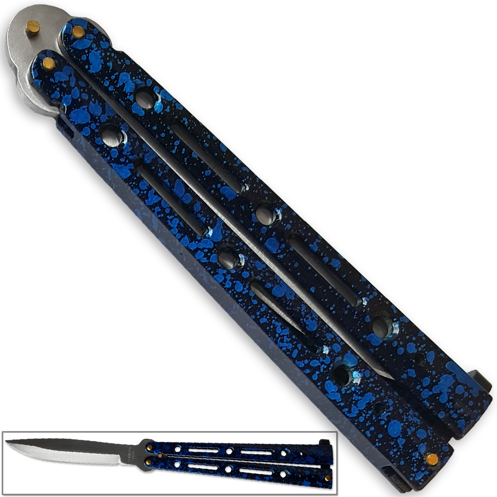 Executive Butterfly Balisong Knife Midnight Blue 10.25in Flipper