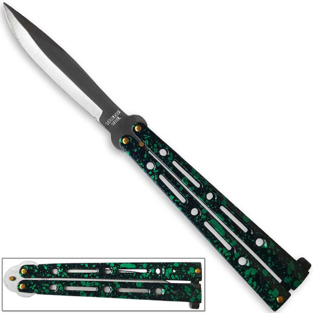 Executive Butterfly Balisong Knife Ocean Spray Green 10.25in Flipper