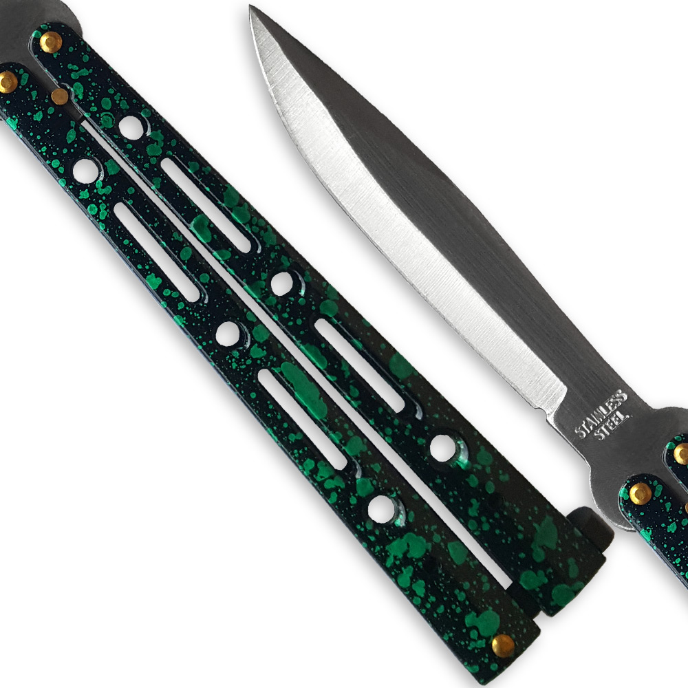 Executive Butterfly Balisong Knife Ocean Spray Green 10.25in Flipper