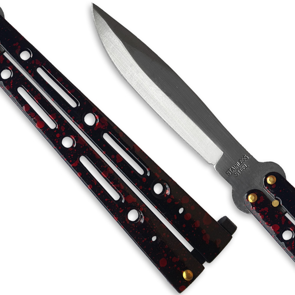 Executive Butterfly Balisong Knife Hailfire Red 10.25in Flipper