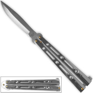 Executive Butterfly Balisong Knife Chromed Silver 10.25in Flipper