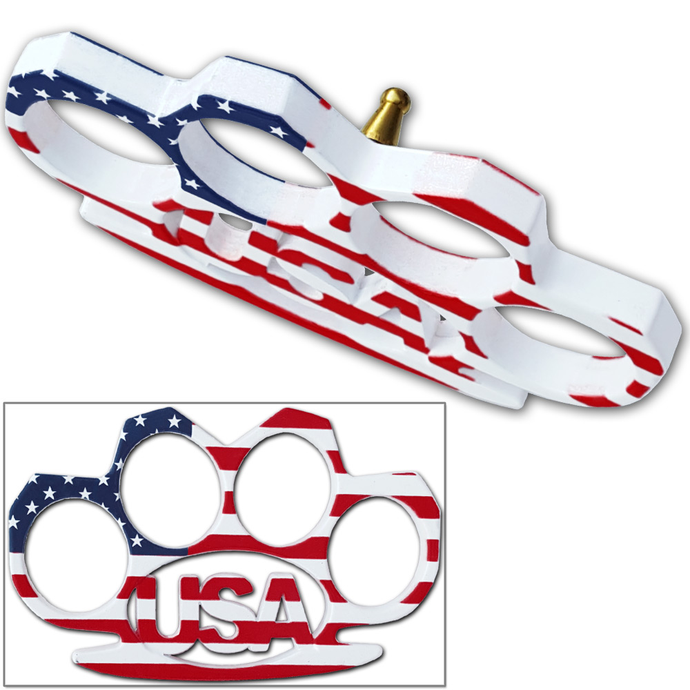 USA Heavy Duty Belt Buckle & Knuckle American Whoopin Flag Print Old Glory