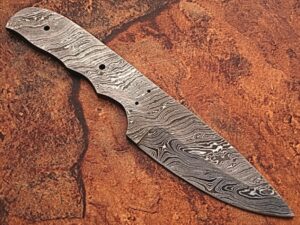 Custom FULL DAMASCUS Steel Militia-cut Knife (Blank Blade) 9.25in 1095 Steel