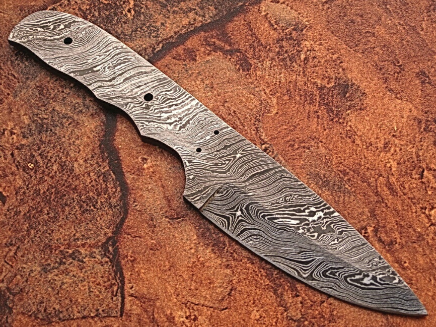 Custom FULL DAMASCUS Steel Militia-cut Knife (Blank Blade) 9.25in 1095 Steel