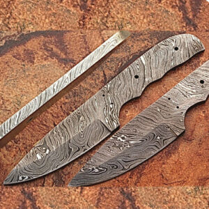 Custom FULL DAMASCUS Steel Militia-cut Knife (Blank Blade) 9.25in 1095 Steel