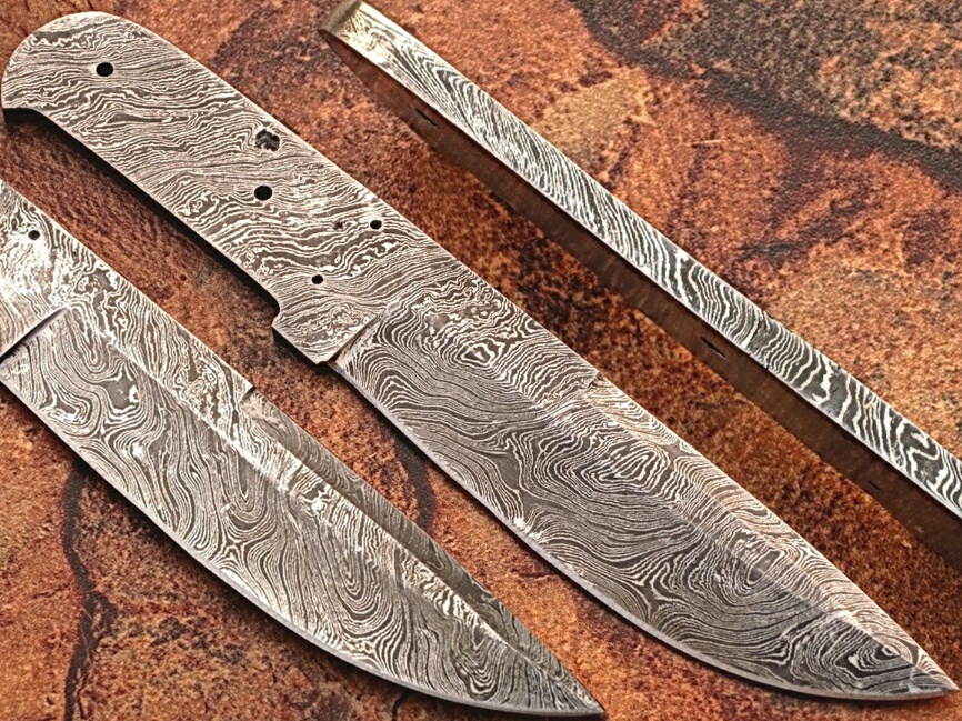 Custom FULL DAMASCUS Steel Knife (Blank Blade) 9.75in 1095 Steel