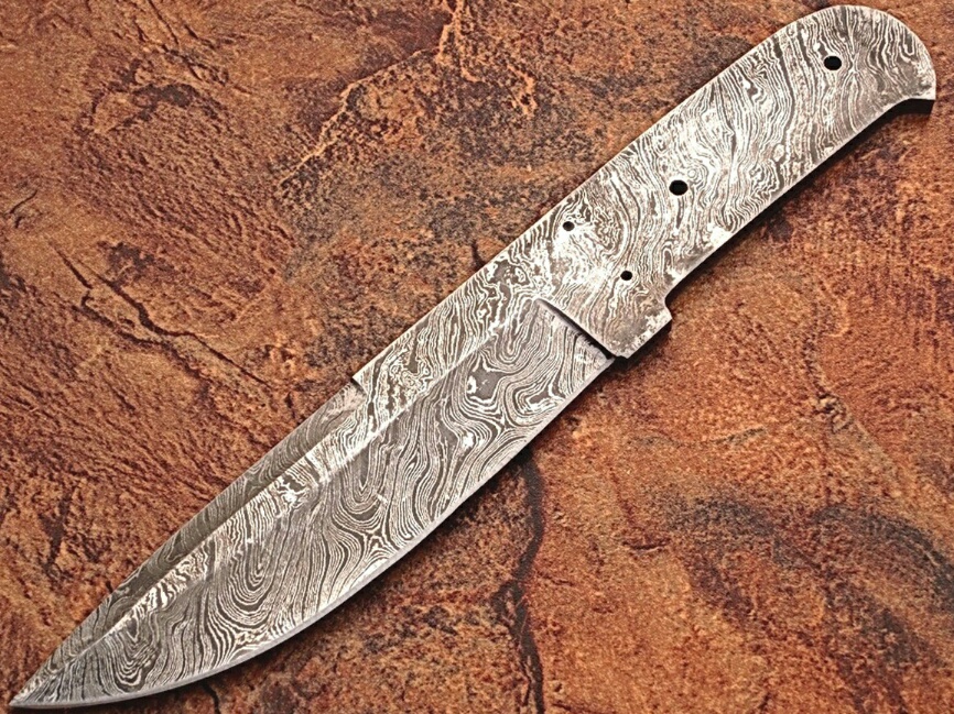 Custom FULL DAMASCUS Steel Knife (Blank Blade) 9.75in 1095 Steel