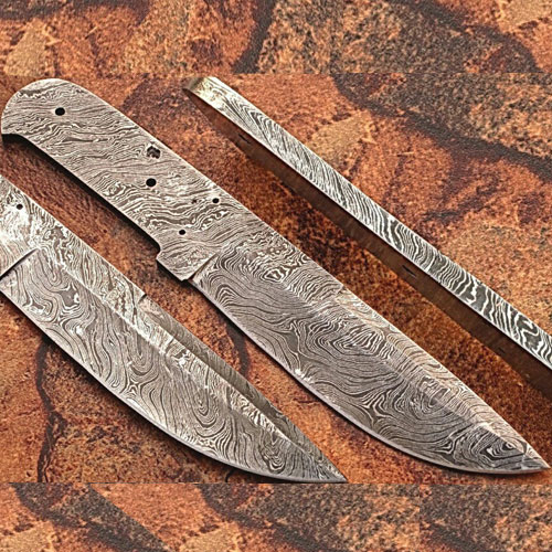 Custom FULL DAMASCUS Steel Knife (Blank Blade) 9.75in 1095 Steel