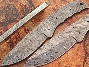 Custom Survival FULL DAMASCUS Steel Knife (Blank Blade) 9in 1095 Steel