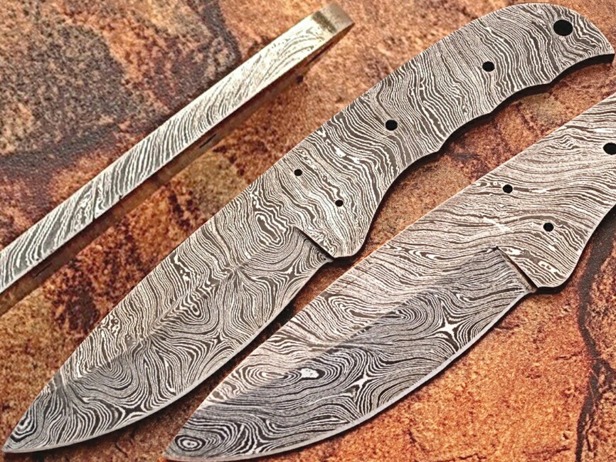 Custom Survival FULL DAMASCUS Steel Knife (Blank Blade) 9in 1095 Steel