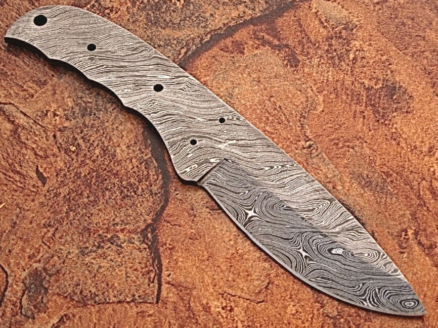 Custom Survival FULL DAMASCUS Steel Knife (Blank Blade) 9in 1095 Steel