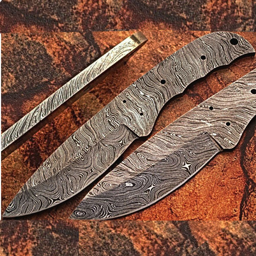 Custom Survival FULL DAMASCUS Steel Knife (Blank Blade) 9in 1095 Steel