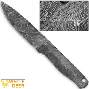 WHITE DEER Rebel Fighter Full Damascus Blank Blade Knife 9.9in Forge Welded Steel