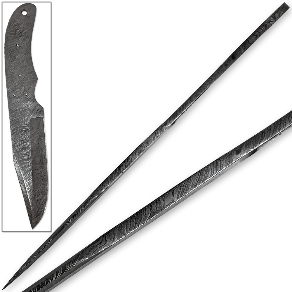 White Deer Build-Your-Own Damascus Knife Blank FULL PATTERN 100% Forged 1095 Steel