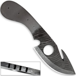 White Deer Damascus Huntsman Guthook Skinner Knife Forged 1095 Steel