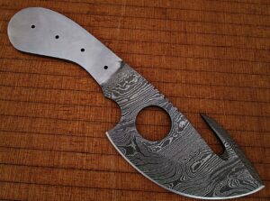 White Deer Gut Hook Damascus Skinner Knife Blank Blade DIY Make Your Own