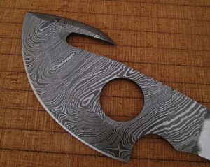 White Deer Gut Hook Damascus Skinner Knife Blank Blade DIY Make Your Own