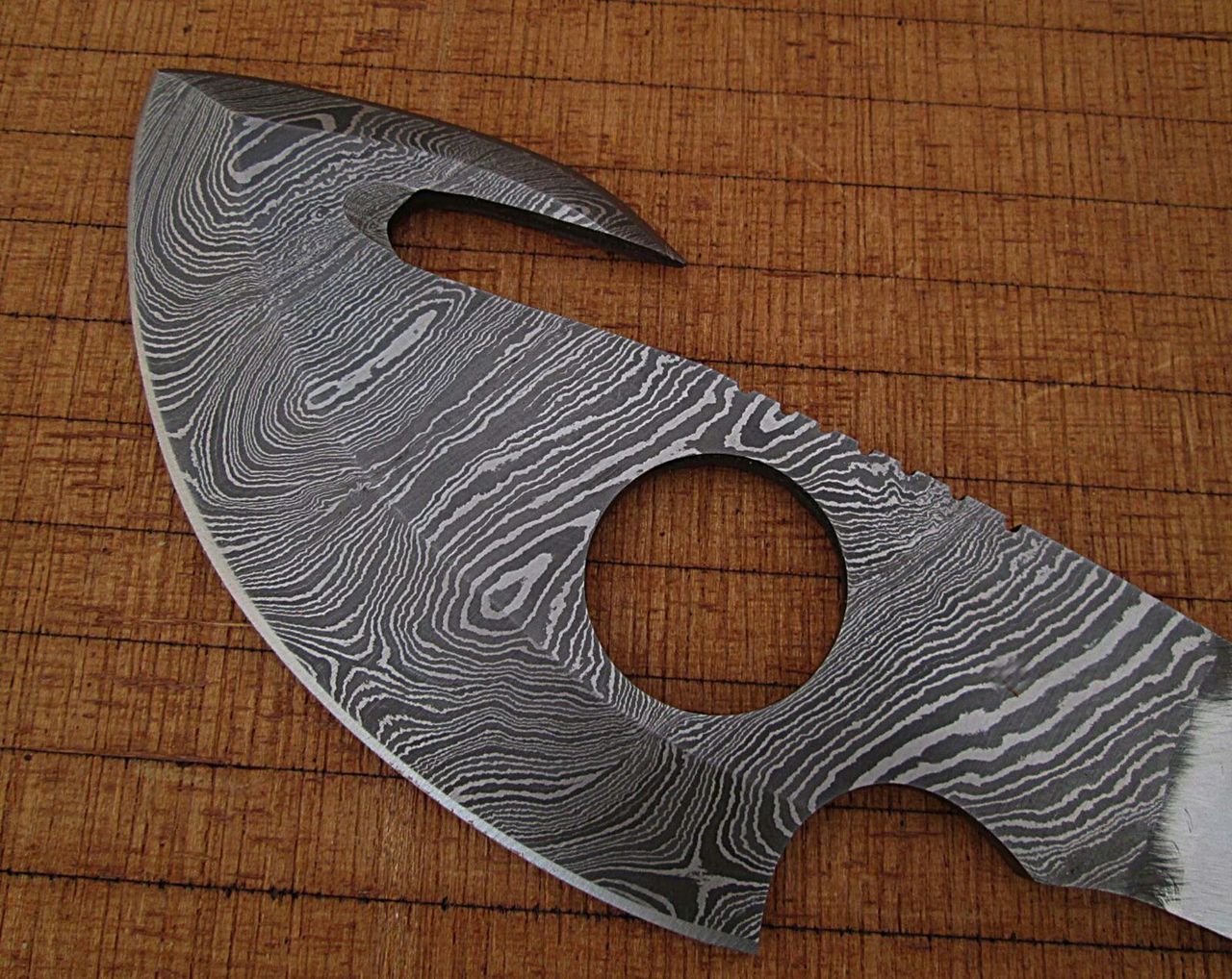 White Deer Gut Hook Damascus Skinner Knife Blank Blade DIY Make Your Own