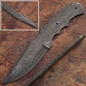 White Deer Blank Blade Knife Damascus Eye Bird Pattern Steel Full Tang Skinner