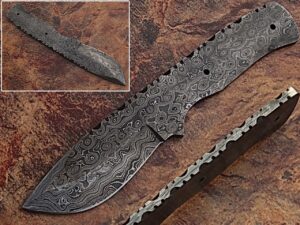 Blank Blade Damascus  Eye Bird Pattren Full Tang Skiner Knife 1