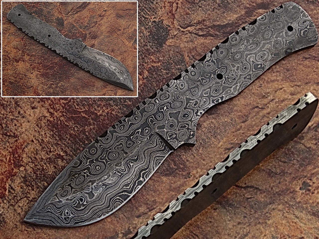 Blank Blade Damascus  Eye Bird Pattren Full Tang Skiner Knife 1