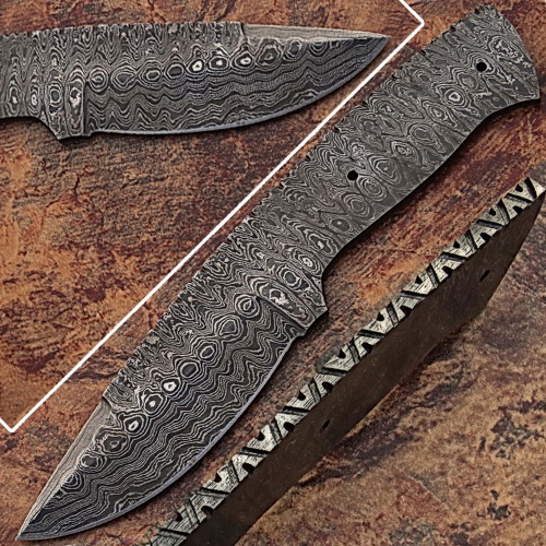 Blank Blade Damascus  Eye Bird Pattren Full Tang Skiner Knife 2